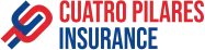 Cuatro Pilares Insurance logo: red 'CUATRO PILARES' and blue 'INSURANCE' with an interlocking red-blue emblem on the left